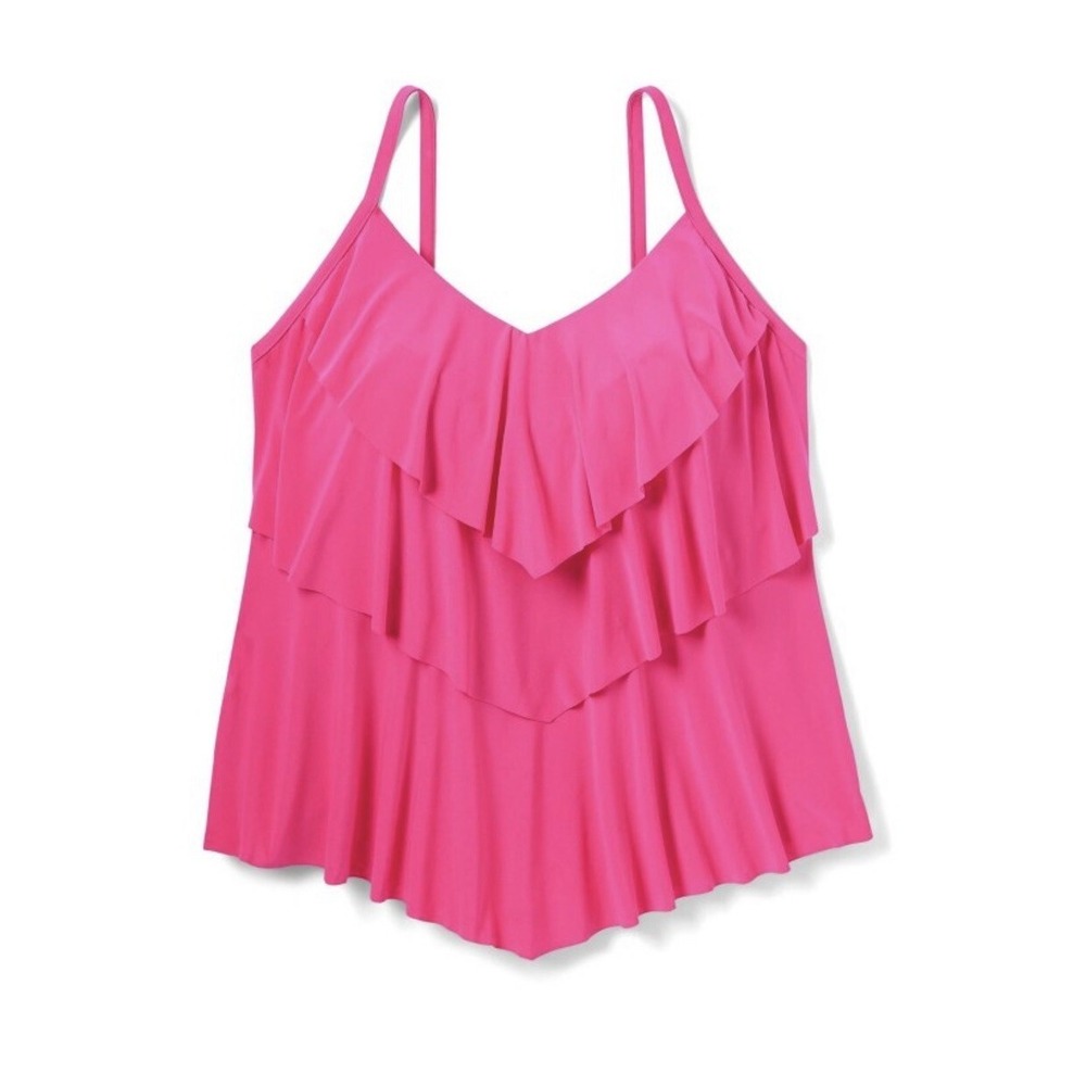 Women's‎ Ruffle Tiered Tankini Top Aqua Green Size Small 4-6 Pink